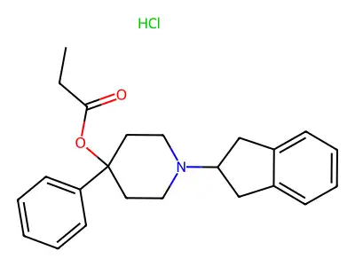 4-Piperidinol, 1-(2-indanyl)-4-phenyl-, propionate (ester), hydrochloride structure