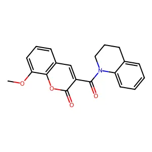 8-methoxy-3-(1,2,3,4-tetrahydroquinoline-1-carbonyl)-2H-chromen-2-one structure