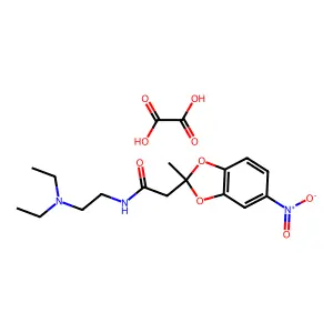 1,3-Benzodioxole-2-acetamide, N-(2-diethylaminoethyl)-2-methyl-5-nitro-, oxalate structure