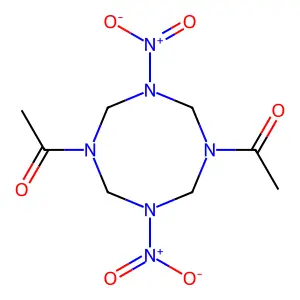 1,5-Diacetyloctahydro-3,7-dinitro-1,3,5,7-tetrazocine structure