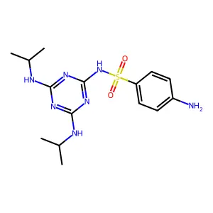 4-amino-N-[4,6-bis(propan-2-ylamino)-1,3,5-triazin-2-yl]benzenesulfonamide structure