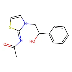 N-[3-(2-hydroxy-2-phenylethyl)-1,3-thiazol-2-ylidene]acetamide structure