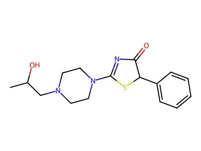 4(5H)-Thiazolone, 2-(4-(2-hydroxypropyl)-1-piperazinyl)-5-phenyl- structure