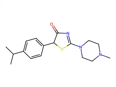 4(5H)-Thiazolone, 5-(4-(1-methylethyl)phenyl)-2-(4-methyl-1-piperazinyl)- structure