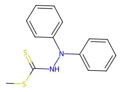 Hydrazinecarbodithioic acid, 2,2-diphenyl-methyl ester structure