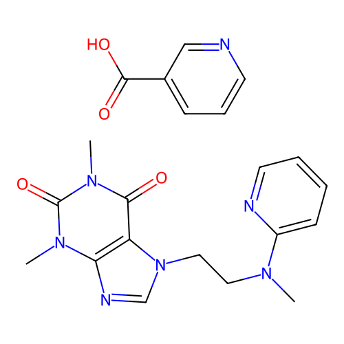 7-(2-(Pyridyl)-methylamino-ethyl)-theophylline nicotinate structure
