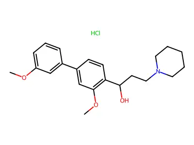 1-Piperidinepropanol, alpha-(3,3'-dimethoxy-4-biphenylyl)-, hydrochloride structure