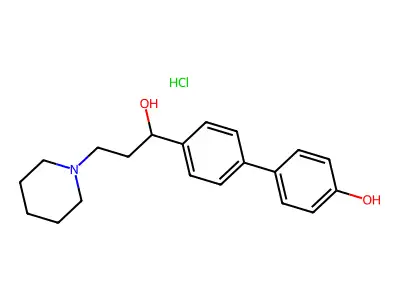 1-Piperidinepropanol, alpha-(4'-hydroxy-4-biphenylyl)-, hydrochloride structure