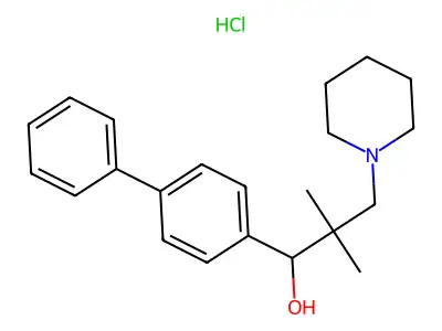 1-Piperidinepropanol, alpha-(4-biphenylyl)-beta,beta-dimethyl-, hydrochloride structure
