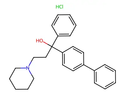 1-Piperidinepropanol, alpha-(4-biphenylyl)-alpha-phenyl-, hydrochloride structure