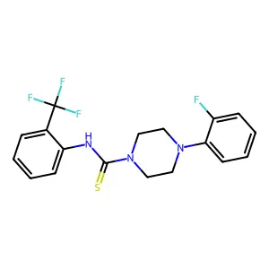 4-(2-fluorophenyl)-N-[2-(trifluoromethyl)phenyl]piperazine-1-carbothioamide structure