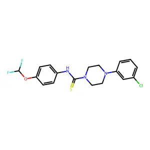 4-(3-chlorophenyl)-N-[4-(difluoromethoxy)phenyl]piperazine-1-carbothioamide structure