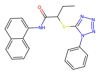 N-naphthalen-1-yl-2-(1-phenyltetrazol-5-yl)sulfanylbutanamide structure