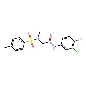 N-(3-chloro-4-fluorophenyl)-2-[methyl-(4-methylphenyl)sulfonylamino]acetamide structure