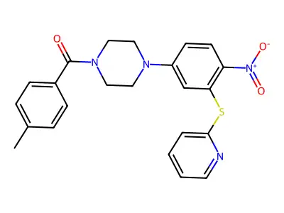 (4-methylphenyl)-[4-(4-nitro-3-pyridin-2-ylsulfanylphenyl)piperazin-1-yl]methanone structure