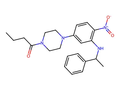 1-[4-[4-Nitro-3-(1-phenylethylamino)phenyl]piperazin-1-yl]butan-1-one structure