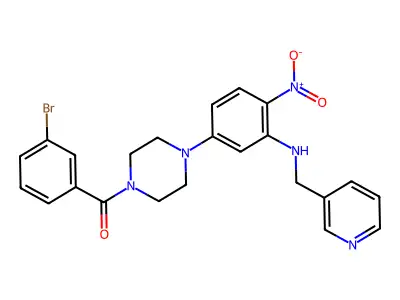 (3-bromophenyl)-[4-[4-nitro-3-(pyridin-3-ylmethylamino)phenyl]piperazin-1-yl]methanone structure