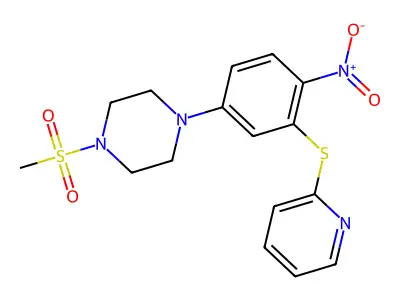 1-Methylsulfonyl-4-(4-nitro-3-pyridin-2-ylsulfanylphenyl)piperazine structure