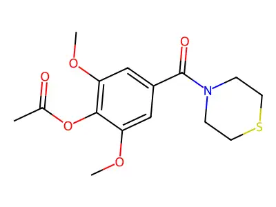 Thiomorpholine, 4-(4-(acetyloxy)-3,5-dimethoxybenzoyl)- structure