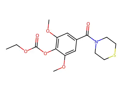 Carbonic acid, 2,6-dimethoxy-4-(4-thiomorpholinylcarbonyl)phenyl ethyl ester structure