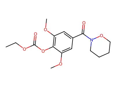 Carbonic acid, 2,6-dimethoxy-4-((tetrahydro-2H-1,2-oxazin-2-yl)carbonyl)phenyl ethyl ester structure