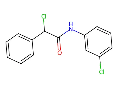 2-chloro-N-(3-chlorophenyl)-2-phenylacetamide structure
