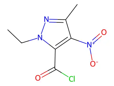 1-Ethyl-3-methyl-4-nitro-1H-pyrazole-5-carbonyl chloride structure