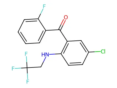 (5-Chloro-2-((2,2,2-trifluoroethyl)amino)phenyl) 2-fluorophenyl ketone structure