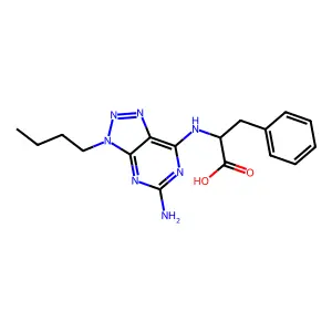 2-[(5-Amino-3-butyltriazolo[4,5-d]pyrimidin-7-yl)amino]-3-phenylpropanoic acid structure