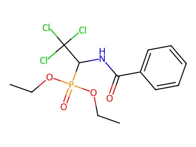 (1-Benzoylamino-2,2,2-trichloro-ethyl)-phosphonic acid diethyl ester structure