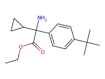 Ethyl 2-amino-2-(4-tert-butylphenyl)-2-cyclopropylacetate structure