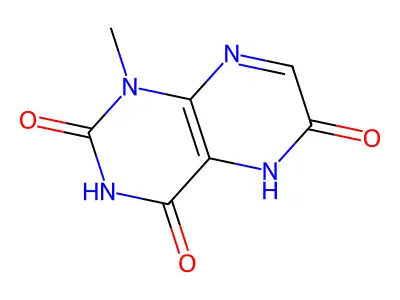 1-methyl-5H-pteridine-2,4,6-trione structure