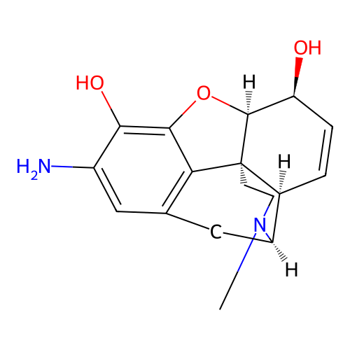 2-Amino-17-methyl-7,8-didehydro-4,5-epoxymorphinan-3,6-diol structure