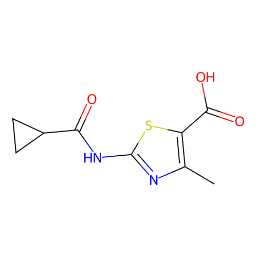 2-(Cyclopropanecarbonyl-amino)-4-methyl-thiazole-5-carboxylic acid structure