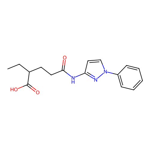 2-Ethyl-4-(1-phenyl-1H-pyrazol-3-ylcarbamoyl)-butyric acid structure