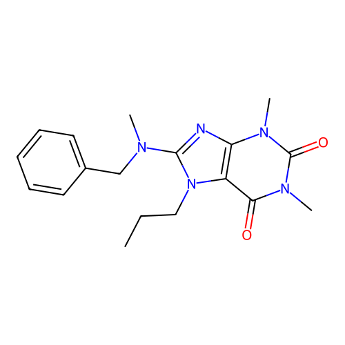 8-[benzyl(methyl)amino]-1,3-dimethyl-7-propyl-3,7-dihydro-1H-purine-2,6-dione structure
