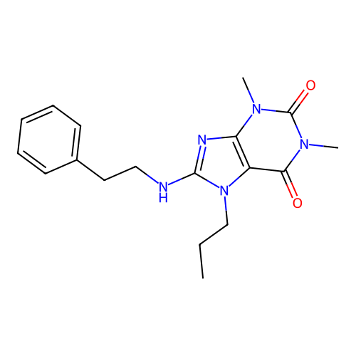1,3-dimethyl-8-[(2-phenylethyl)amino]-7-propyl-3,7-dihydro-1H-purine-2,6-dione structure
