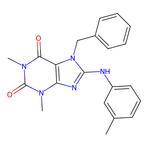 7-Benzyl-1,3-dimethyl-8-m-tolylamino-3,7-dihydro-purine-2,6-dione structure