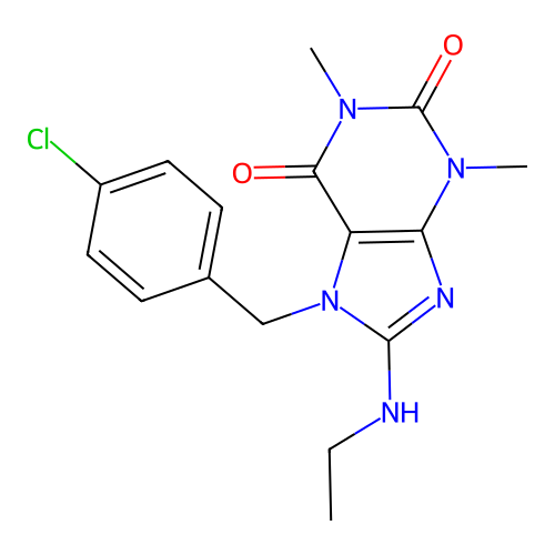 7-[(4-Chlorophenyl)methyl]-8-(ethylamino)-1,3-dimethylpurine-2,6-dione structure