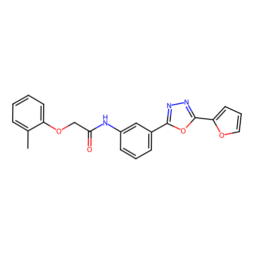 N-{3-[5-(furan-2-yl)-1,3,4-oxadiazol-2-yl]phenyl}-2-(2-methylphenoxy)acetamide structure