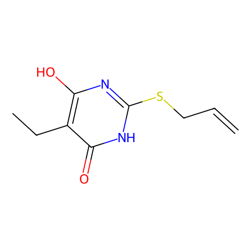 5-ethyl-4-hydroxy-2-prop-2-enylsulfanyl-1H-pyrimidin-6-one structure