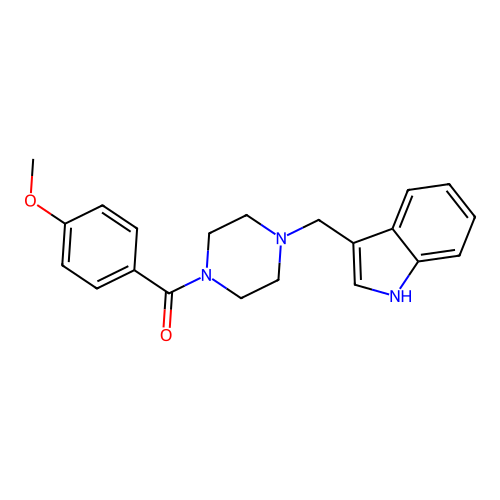 3-{[4-(4-methoxybenzoyl)-1-piperazinyl]methyl}-1H-indole structure