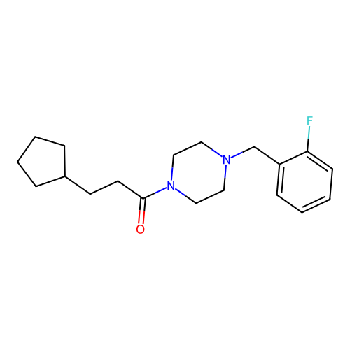 3-Cyclopentyl-1-[4-[(2-fluorophenyl)methyl]piperazin-1-yl]propan-1-one structure