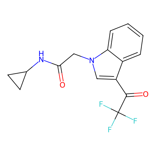 N-cyclopropyl-2-[3-(trifluoroacetyl)-1H-indol-1-yl]acetamide structure