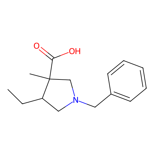 1-Benzyl-4-ethyl-3-methylpyrrolidine-3-carboxylic acid structure