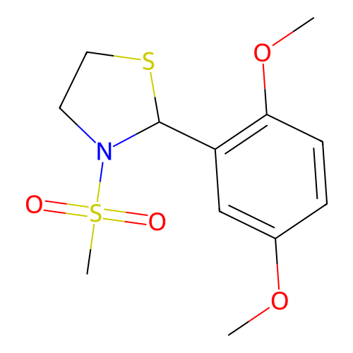2-(2,5-Dimethoxyphenyl)-3-(methylsulfonyl)-1,3-thiazolidine structure