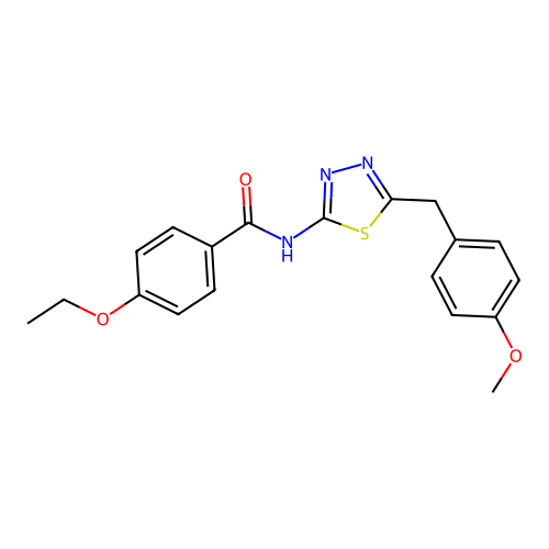 4-ethoxy-N-[5-(4-methoxybenzyl)-1,3,4-thiadiazol-2-yl]benzamide structure