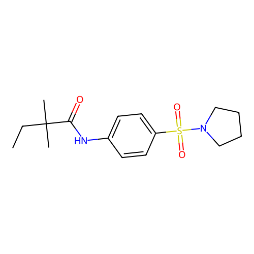 2,2-dimethyl-N-[4-(pyrrolidin-1-ylsulfonyl)phenyl]butanamide structure