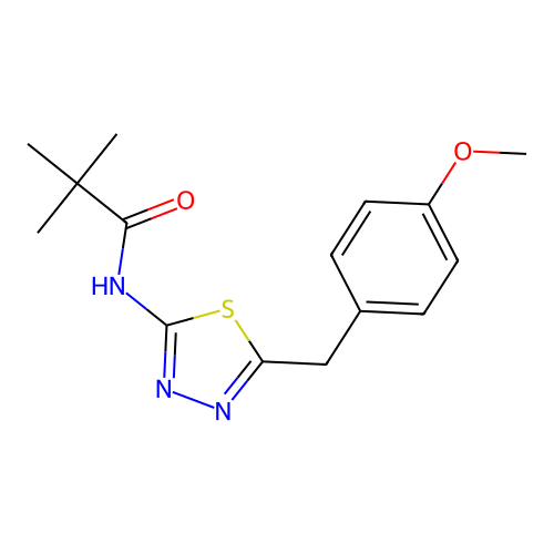 N-[5-(4-methoxybenzyl)-1,3,4-thiadiazol-2-yl]-2,2-dimethylpropanamide structure