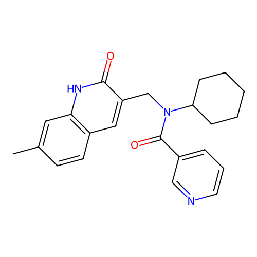 N-cyclohexyl-N-[(7-methyl-2-oxo-1H-quinolin-3-yl)methyl]pyridine-3-carboxamide structure